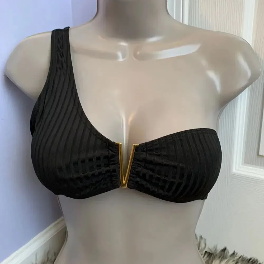Designer Swimsuit Top Bra Swimwear Black S